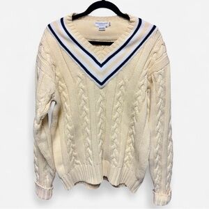 Vintage Abercrombie & Fitch Canary Yellow Cable Knit V-Neck Collegiate Sweater